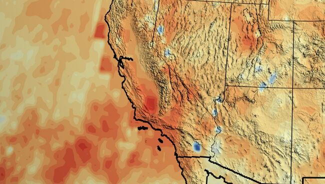 Карта недостающих осадков в Калифорнии в последние три года