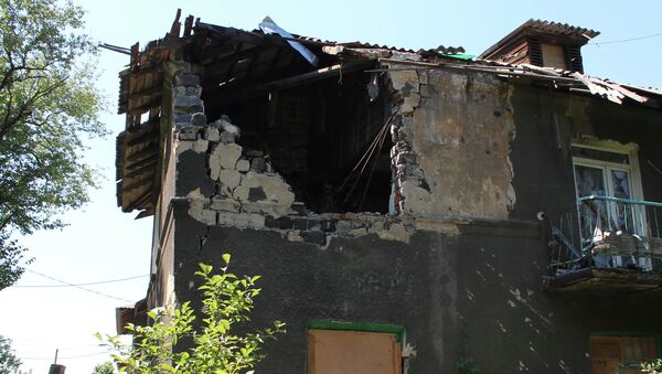 Дом, разрушенный в результате обстрела в Горловке. Архивное фото