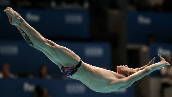 Никита Шлейхер (Россия) в полуфинале соревнований по прыжкам в воду с вышки 10 м среди мужчин