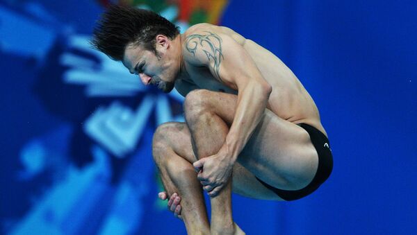 Саша Кляйн (Германия) в соревнованиях по прыжкам в воду с вышки 10 м среди мужчин
