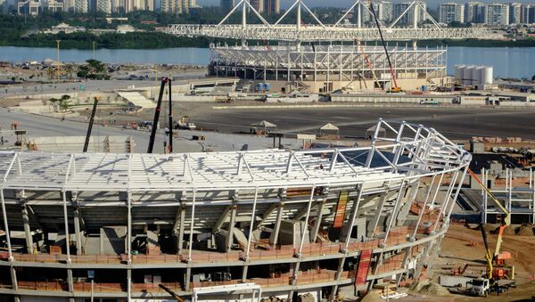 Вид на строящиеся объекты Олимпийских игр 2016 в Рио-де-Жанейро. Архивное фото