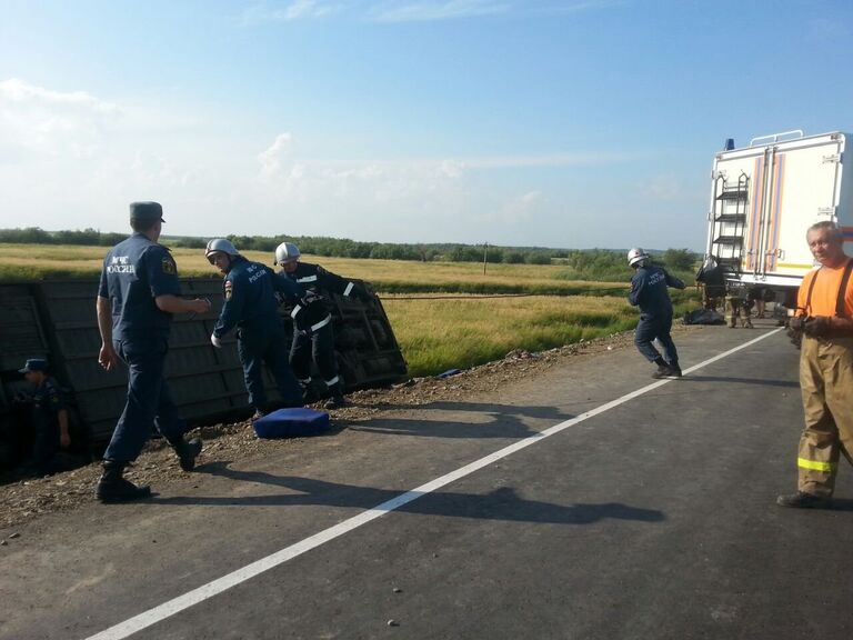 Столкновение автобусов на 125 километре трассы Хабаровск — Комсомольск-на-Амуре в районе озера Гасси