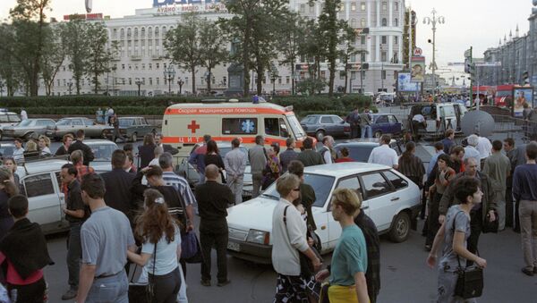 На Пушкинской площади после взрыва в подземном переходе