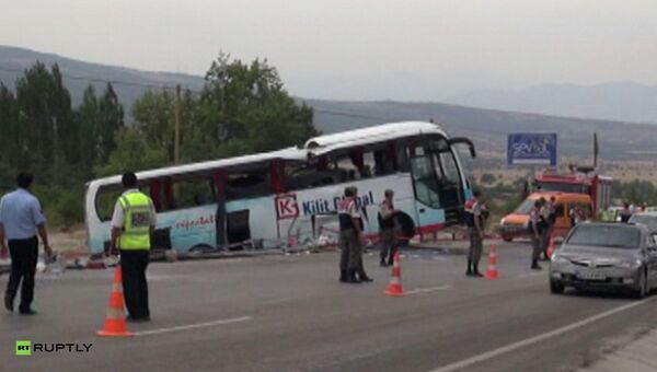 Полиция на месте аварии экскурсионного автобуса в Турции