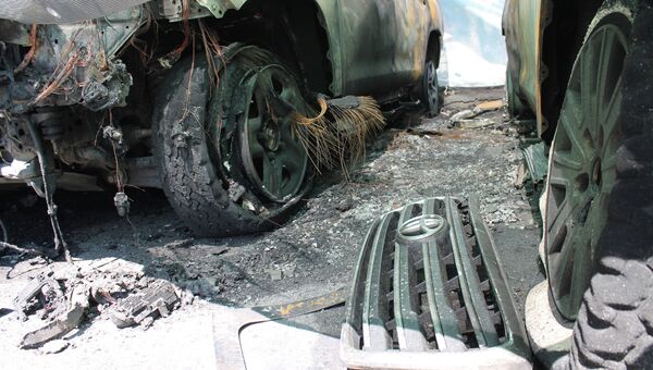 Шесть автомашин миссии ОБСЕ сгорели в Донецке