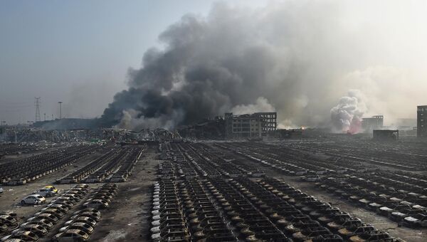Последствия взрывов на складе опасных веществ в промышленном городе Тяньцзин, Китай