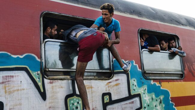 Мигранты на македонско-греческой границе. 12 августа 2015 год