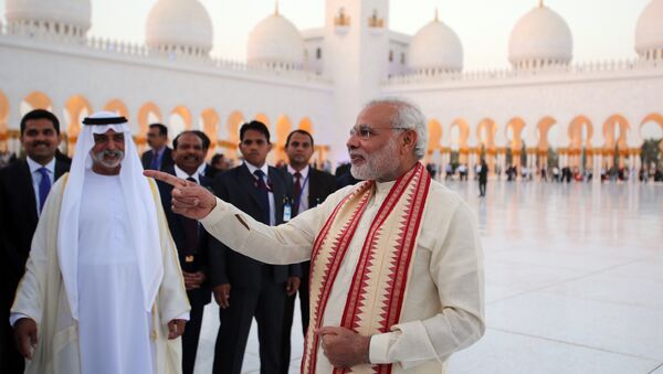 Премьер-министр Индии Нарендра Моди во время визита в Абу-Даби
