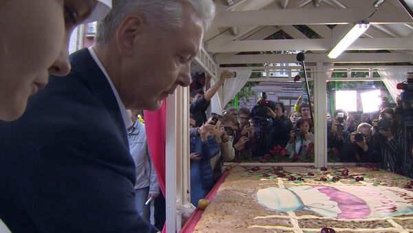 Собянин угостил детей гигантской шарлоткой на фестивале Московское варенье