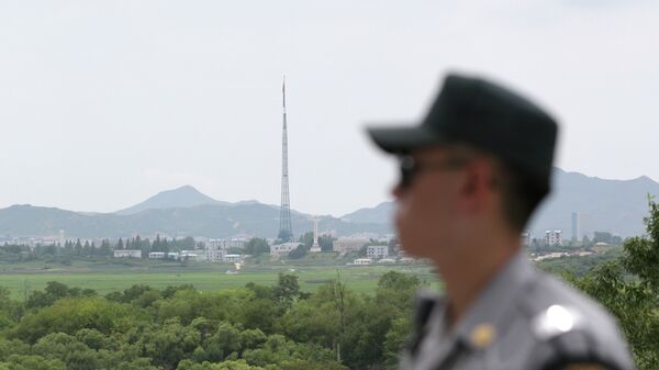 Южнокорейский солдат возле границы между Северной и Южной Кореей