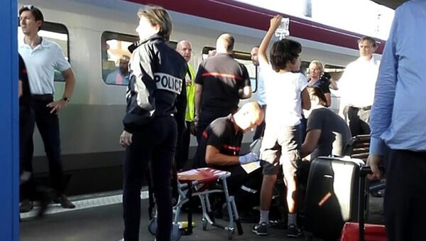 На месте теракта в поезде Амстердам-Париж. Архивное фото
