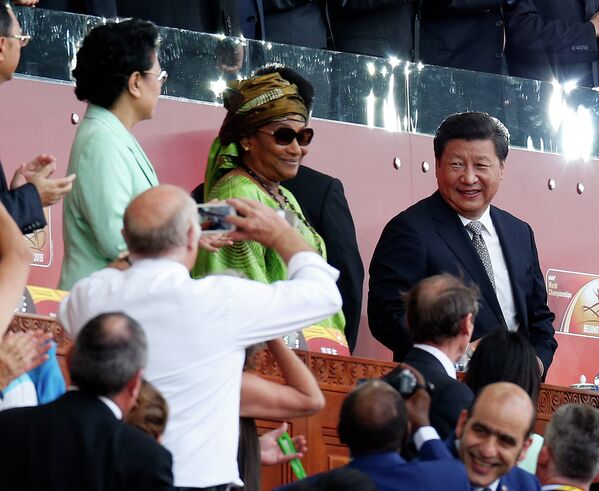 Председатель КНР Си Цзиньпин на церемонии открытия чемпионата мира 2015 по легкой атлетике в Пекине