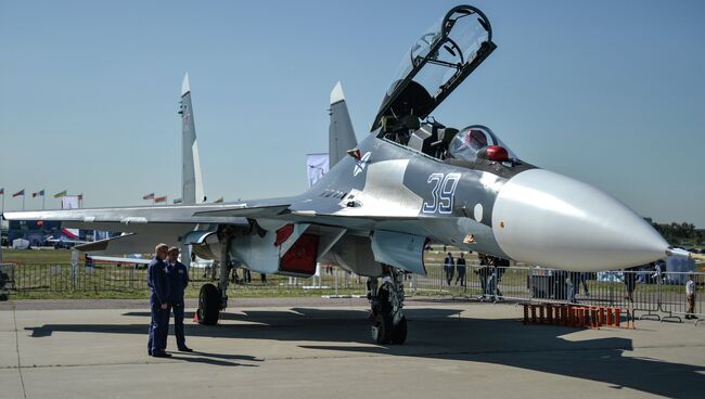 Самолет Су-30 СМ на Международном авиационно-космическом салоне. Архивное фото