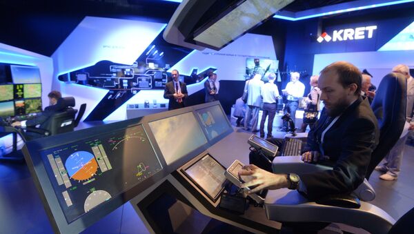 Стенд концерна Радиоэлектронные технологии (КРЭТ) во время открытия Международного авиационно-космического салона МАКС-2015