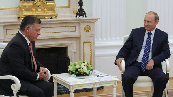 Президент России Владимир Путин и король Иордании Абдалла II во время встречи. Архивное фото