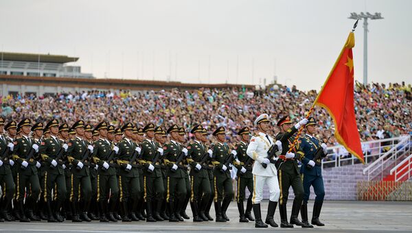 Репетиция парада в честь 70-летия Победы во Второй мировой войне в Пекине