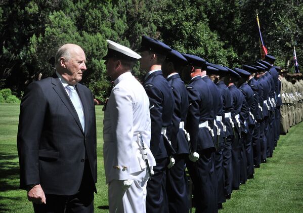 Король Норвегии Харальд V во время визита в Австралию