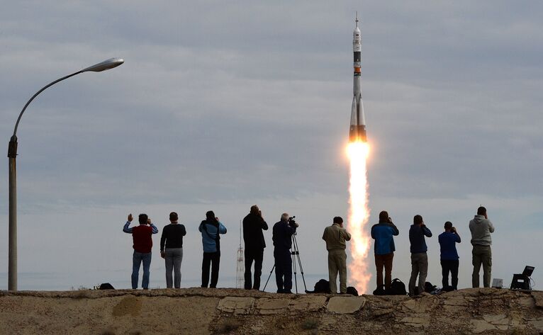 Старт космического корабля Союз ТМА-18М с экипажем 45/46-й длительной экспедиции на МКС