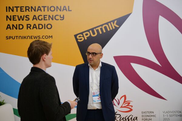 Президент KGK group Сандип Котхари во время интервью информационному агентству Спутник на Восточном экономическом форуме