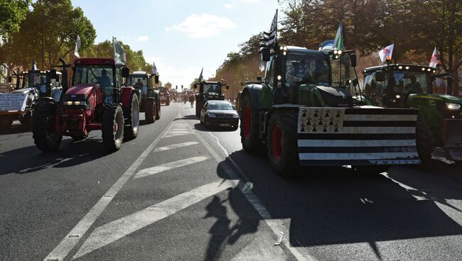 Акция протеста фермеров в Париже