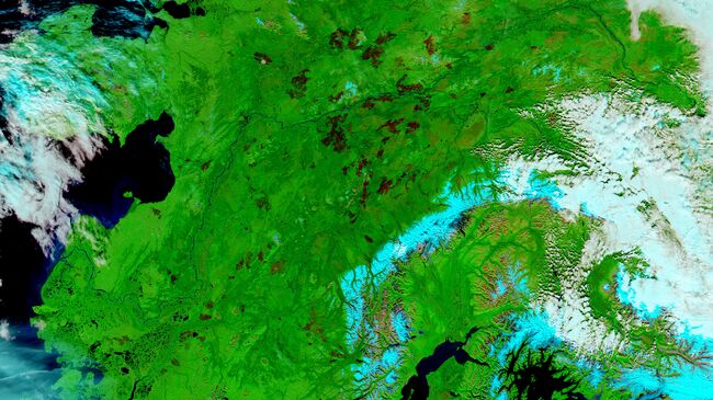 Спутниковый снимок территории Аляски, сделанный 1 сентября 2015 года