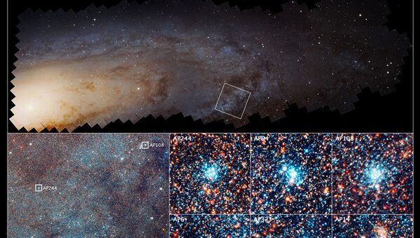 Несколько групп новорожденных светил, найденных в галактике Андромеды