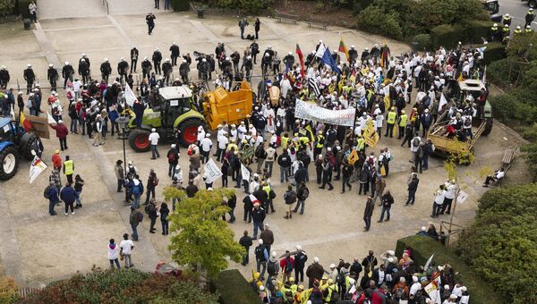 Участники акции протеста в Брюсселе. Архивное фото