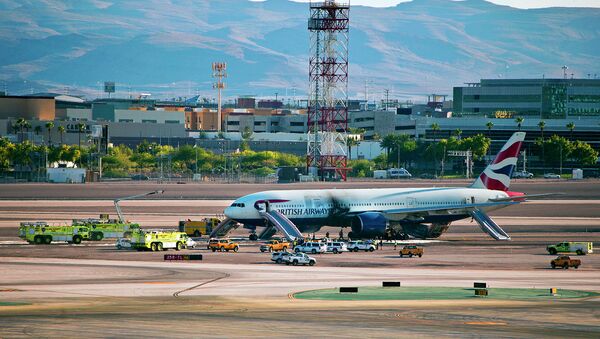 Самолет авиакомпании British Airways, загоревшийся в аэропорту Лас-Вегаса