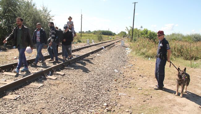 Беженцы переходят границу в районе поселка Реске