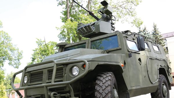 Боевой модуль Арбалет-ДМ, установленный на бронированном автомобиле Тигр. Архивное фото