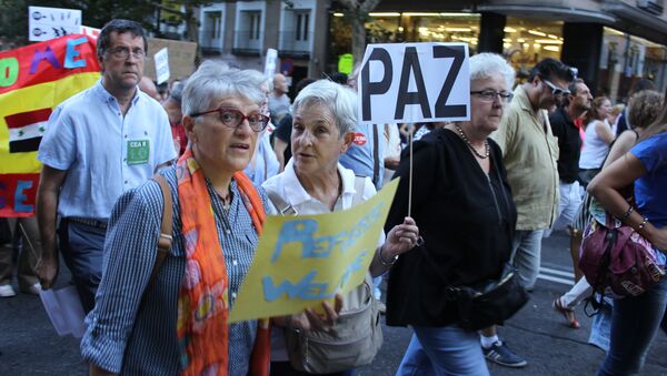 Митинг в защиту беженцев в Мадриде