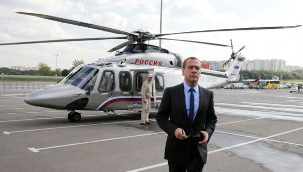 Председатель правительства России Дмитрий Медведев прибыл к МВЦ Крокус Экспо в Красногорске