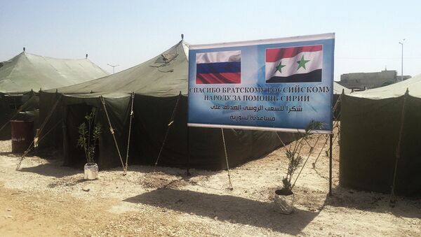 Лагерь для 500 беженцев в сирийском городе Хама, оборудованный при помощи РФ. Архивное фото
