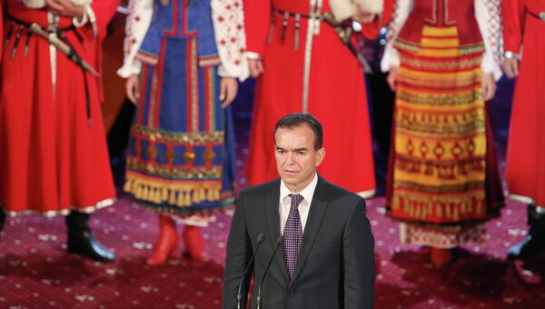 Избранный губернатор Краснодарского края Вениамин Кондратьев во время торжественной церемонии вступления в должность