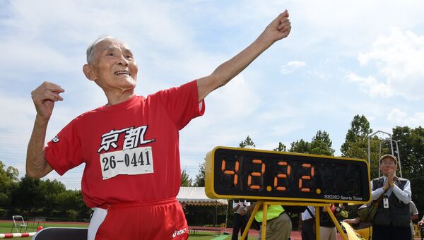Японец Хидекити Миядзаки обновил рекорд в беге на 100 метров в возрастной категории свыше 105 лет