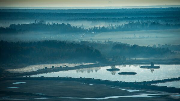 Вид на Рузский район Московской области с высоты птичьего полета. Архивное фото