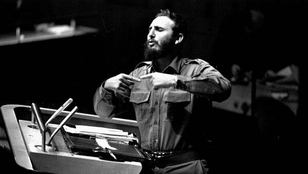 Фидель Кастро во время выступления в Генеральной Ассамблее ООН. Архивное фото