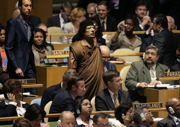 Ливийский лидер Муамар Каддафи в штаб-квартире ООН