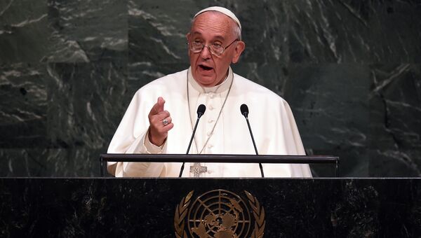 Папа Римский Франциск во время выступления на Генассамблее ООН
