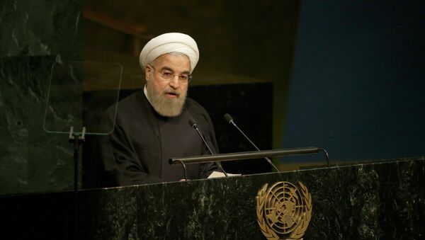 Президент Ирана Хасан Роухани выступает в ООН на саммите по устойчивому развитию