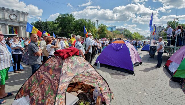 Лагерь протестующих в Молдавии. Архивное фото