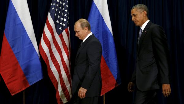 Российский президент Владимир Путин и американский лидер Барак Обама на сессии ГА ООН. Архивное фото