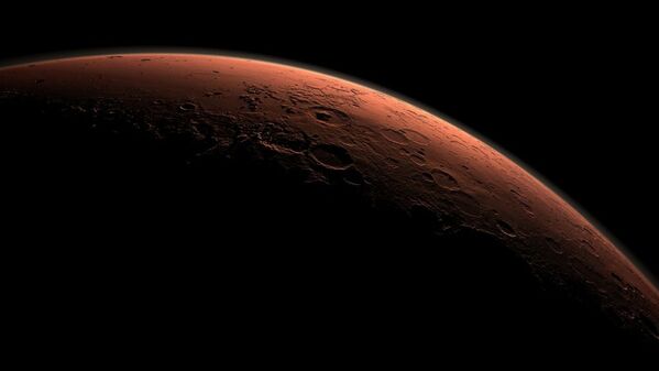 Смодулированное изображение поверхности Марса на границе между свтом и тенью в области кратера Гейл