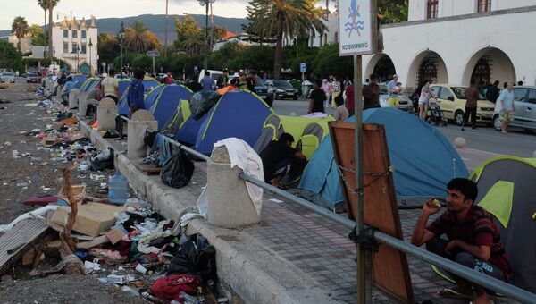 В лагере беженцев на острове Кос в Греции. Архивное фото