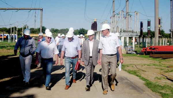 Представители ГУП РК Крымэнерго принимают участие в рабочем совещании по строительству энергомоста . Архивное фото