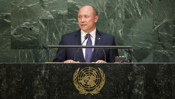 Премьер-министр Молдавии Валерий Стрелец выступает на Генассамблее ООН
