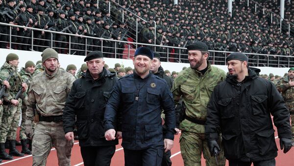 Глава Чеченской Республики Рамзан Кадыров вовремя проверки боеготовности подразделений специального назначения в Грозном, Чечня. Архивное фото