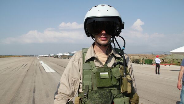 Российский пилот СУ-34 на авиабазе Хмеймим