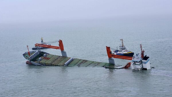 Затонувший голландский сухогруз Flinterstar в Северном море у бельгийского побережья