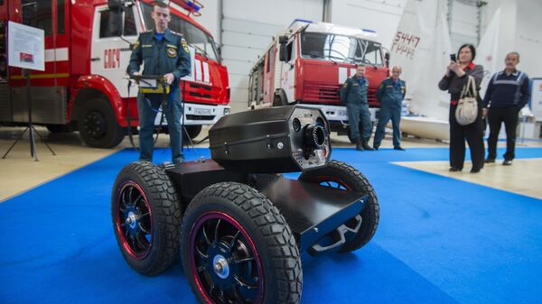 Мобильная роботизированная установка пожаротушения на международной выставке высоких технологий и техники для Арктики в Омске